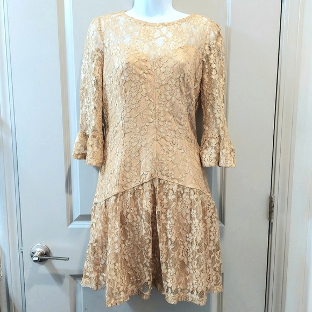 Nikibiki gold lace dress